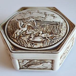 Vintage Avon Ceramarte Trinket Box Duck Theme Handcrafted Made in Brazil 1980